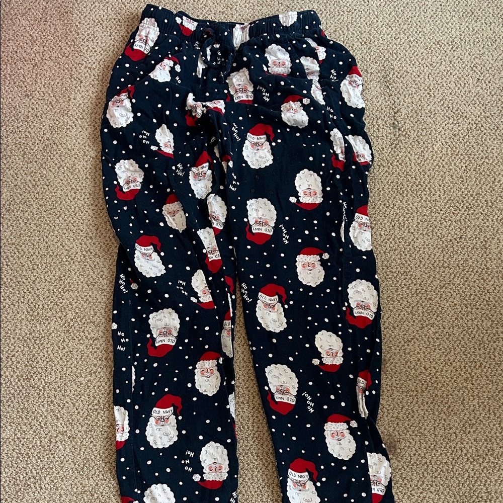 Kids Santa Print Pajama Pants - Navy